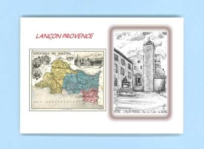 Cartes Postales impression Noir avec dpartement sur la ville de LANCON PROVENCE Titre : place de l eglise