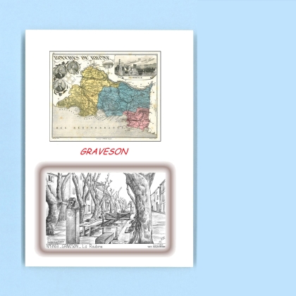 Cartes Postales impression Noir avec dpartement sur la ville de GRAVESON Titre : la roubine