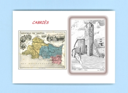Cartes Postales impression Noir avec dpartement sur la ville de CABRIES Titre : eglise