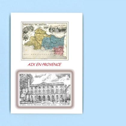 Cartes Postales impression Noir avec dpartement sur la ville de AIX EN PROVENCE Titre : ancienne halle aux grains