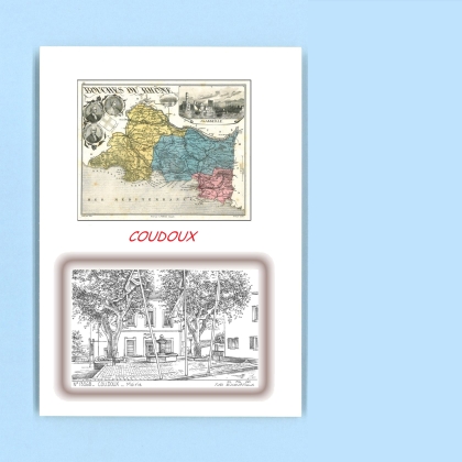 Cartes Postales impression Noir avec dpartement sur la ville de COUDOUX Titre : mairie