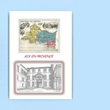 Cartes Postales impression Noir avec dpartement sur la ville de AIX EN PROVENCE Titre : palais de l archeveche