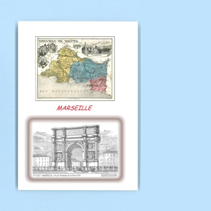 Cartes Postales impression Noir avec dpartement sur la ville de MARSEILLE Titre : arc de triomphe de porte d aix