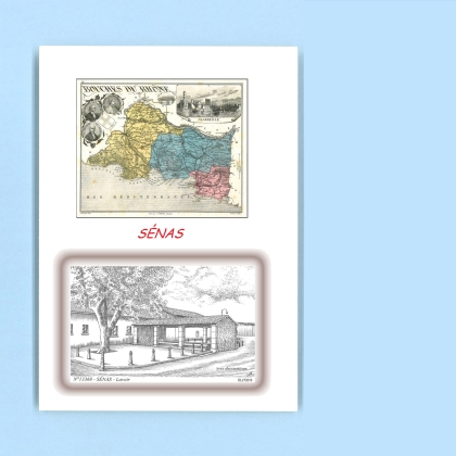 Cartes Postales impression Noir avec dpartement sur la ville de SENAS Titre : lavoir