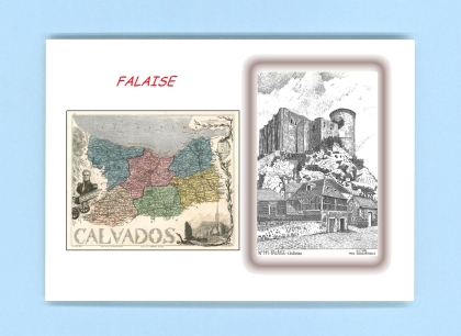 Cartes Postales impression Noir avec dpartement sur la ville de FALAISE Titre : chateau