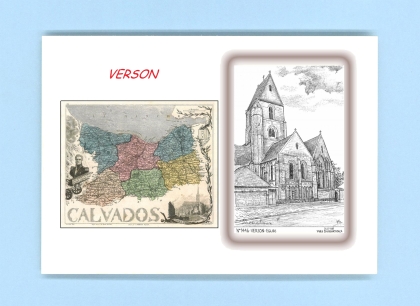 Cartes Postales impression Noir avec dpartement sur la ville de VERSON Titre : eglise
