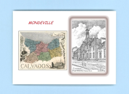 Cartes Postales impression Noir avec dpartement sur la ville de MONDEVILLE Titre : ancienne mairie