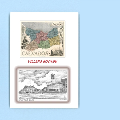Cartes Postales impression Noir avec dpartement sur la ville de VILLERS BOCAGE Titre : vue