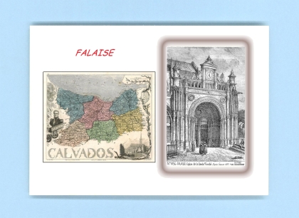 Cartes Postales impression Noir avec dpartement sur la ville de FALAISE Titre : eglise de la ste trinite