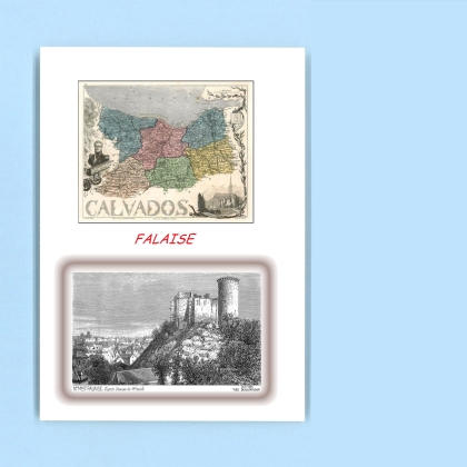 Cartes Postales impression Noir avec dpartement sur la ville de FALAISE Titre : vue
