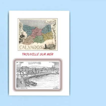 Cartes Postales impression Noir avec dpartement sur la ville de TROUVILLE SUR MER Titre : port