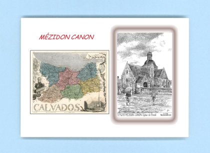 Cartes Postales impression Noir avec dpartement sur la ville de MEZIDON CANON Titre : eglise du breuil