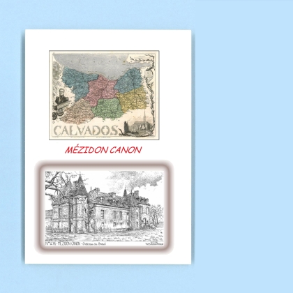 Cartes Postales impression Noir avec dpartement sur la ville de MEZIDON CANON Titre : chateau du breuil