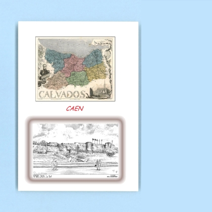 Cartes Postales impression Noir avec dpartement sur la ville de CAEN Titre : le fort