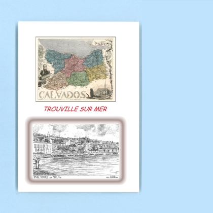 Cartes Postales impression Noir avec dpartement sur la ville de TROUVILLE SUR MER Titre : vue