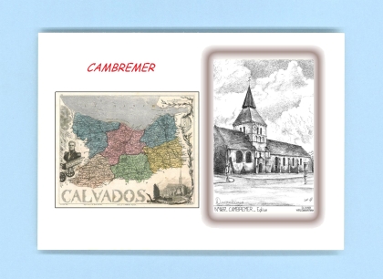 Cartes Postales impression Noir avec dpartement sur la ville de CAMBREMER Titre : eglise