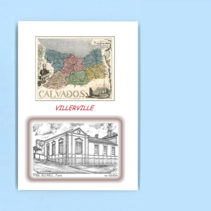 Cartes Postales impression Noir avec dpartement sur la ville de VILLERVILLE Titre : mairie