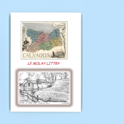 Cartes Postales impression Noir avec dpartement sur la ville de LE MOLAY LITTRY Titre : moulin de marcy