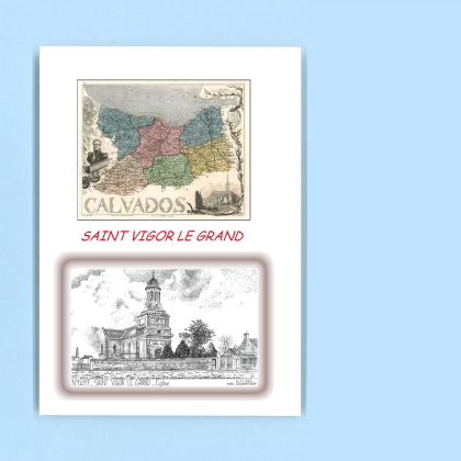 Cartes Postales impression Noir avec dpartement sur la ville de ST VIGOR LE GRAND Titre : eglise