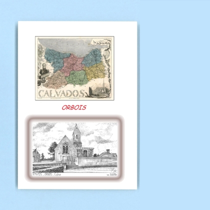 Cartes Postales impression Noir avec dpartement sur la ville de ORBOIS Titre : eglise