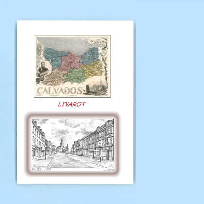 Cartes Postales impression Noir avec dpartement sur la ville de LIVAROT Titre : vue