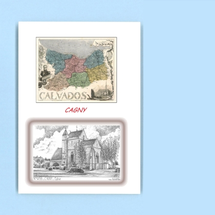 Cartes Postales impression Noir avec dpartement sur la ville de CAGNY Titre : eglise