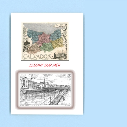 Cartes Postales impression Noir avec dpartement sur la ville de ISIGNY SUR MER Titre : port