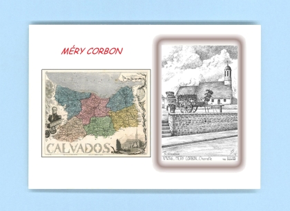Cartes Postales impression Noir avec dpartement sur la ville de MERY CORBON Titre : charrette