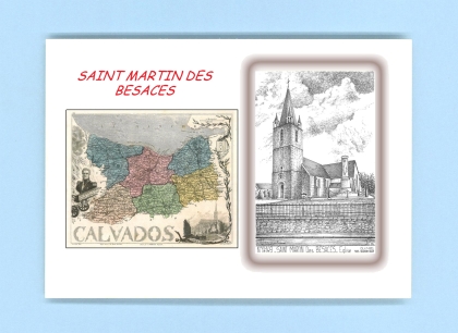 Cartes Postales impression Noir avec dpartement sur la ville de ST MARTIN DES BESACES Titre : eglise