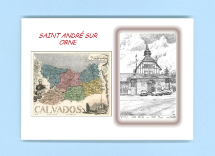 Cartes Postales impression Noir avec dpartement sur la ville de ST ANDRE SUR ORNE Titre : mairie