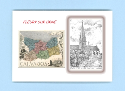 Cartes Postales impression Noir avec dpartement sur la ville de FLEURY SUR ORNE Titre : vieille eglise