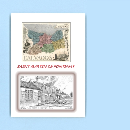 Cartes Postales impression Noir avec dpartement sur la ville de ST MARTIN DE FONTENAY Titre : mairie