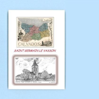 Cartes Postales impression Noir avec dpartement sur la ville de ST GERMAIN LE VASSON Titre : eglise