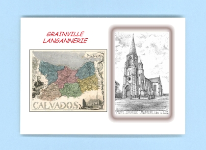 Cartes Postales impression Noir avec dpartement sur la ville de GRAINVILLE LANGANNERIE Titre : eglise