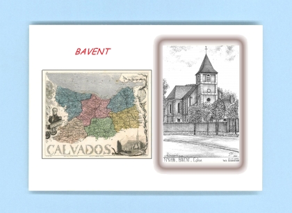 Cartes Postales impression Noir avec dpartement sur la ville de BAVENT Titre : eglise