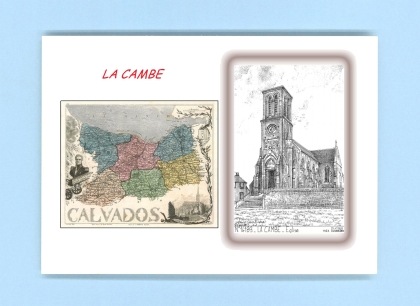 Cartes Postales impression Noir avec dpartement sur la ville de LA CAMBE Titre : eglise