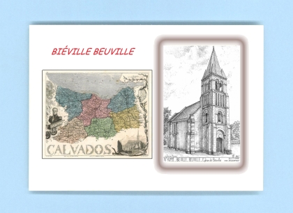 Cartes Postales impression Noir avec dpartement sur la ville de BIEVILLE BEUVILLE Titre : eglise de beuville