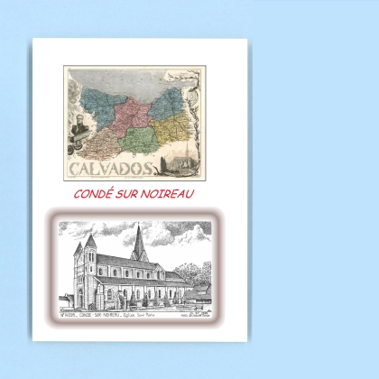 Cartes Postales impression Noir avec dpartement sur la ville de CONDE SUR NOIREAU Titre : eglise st martin