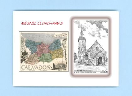 Cartes Postales impression Noir avec dpartement sur la ville de MESNIL CLINCHAMPS Titre : eglise