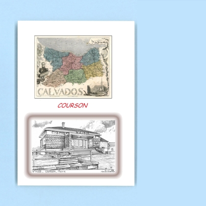 Cartes Postales impression Noir avec dpartement sur la ville de COURSON Titre : mairie