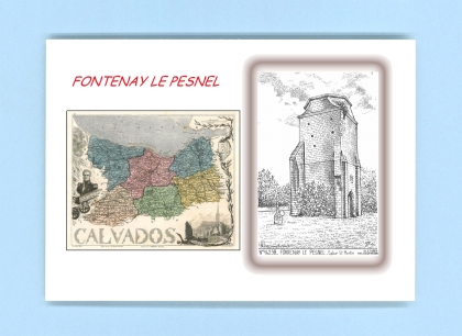 Cartes Postales impression Noir avec dpartement sur la ville de FONTENAY LE PESNEL Titre : eglise st martin
