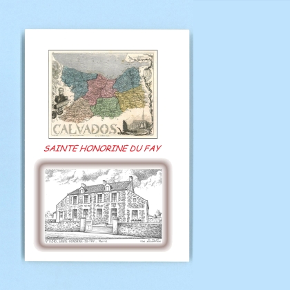 Cartes Postales impression Noir avec dpartement sur la ville de STE HONORINE DU FAY Titre : mairie