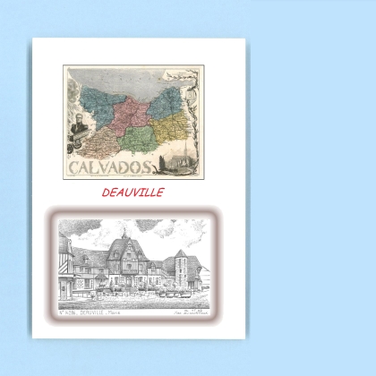 Cartes Postales impression Noir avec dpartement sur la ville de DEAUVILLE Titre : mairie