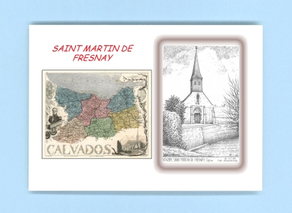 Cartes Postales impression Noir avec dpartement sur la ville de ST MARTIN DE FRESNAY Titre : eglise