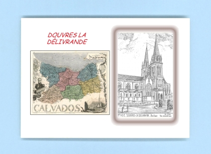 Cartes Postales impression Noir avec dpartement sur la ville de DOUVRES LA DELIVRANDE Titre : basilique