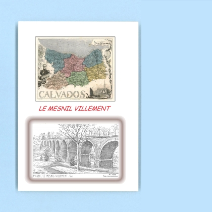 Cartes Postales impression Noir avec dpartement sur la ville de LE MESNIL VILLEMENT Titre : pont