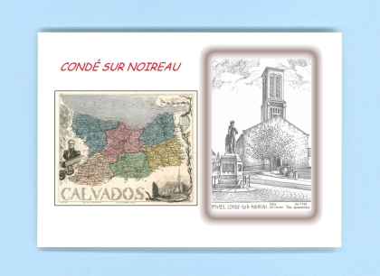 Cartes Postales impression Noir avec dpartement sur la ville de CONDE SUR NOIREAU Titre : eglise st sauveur