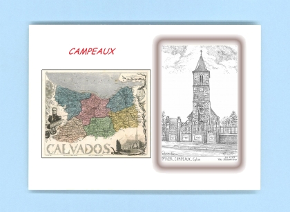 Cartes Postales impression Noir avec dpartement sur la ville de CAMPEAUX Titre : eglise