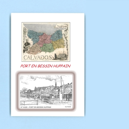 Cartes Postales impression Noir avec dpartement sur la ville de PORT EN BESSIN HUPPAIN Titre : vue