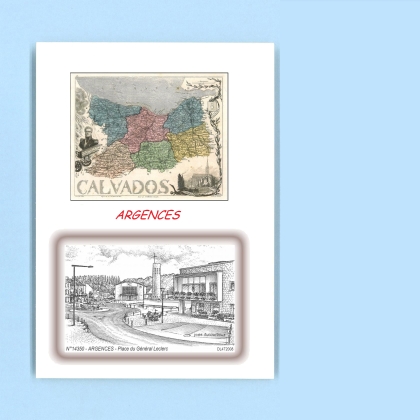 Cartes Postales impression Noir avec dpartement sur la ville de ARGENCES Titre : place du general leclerc